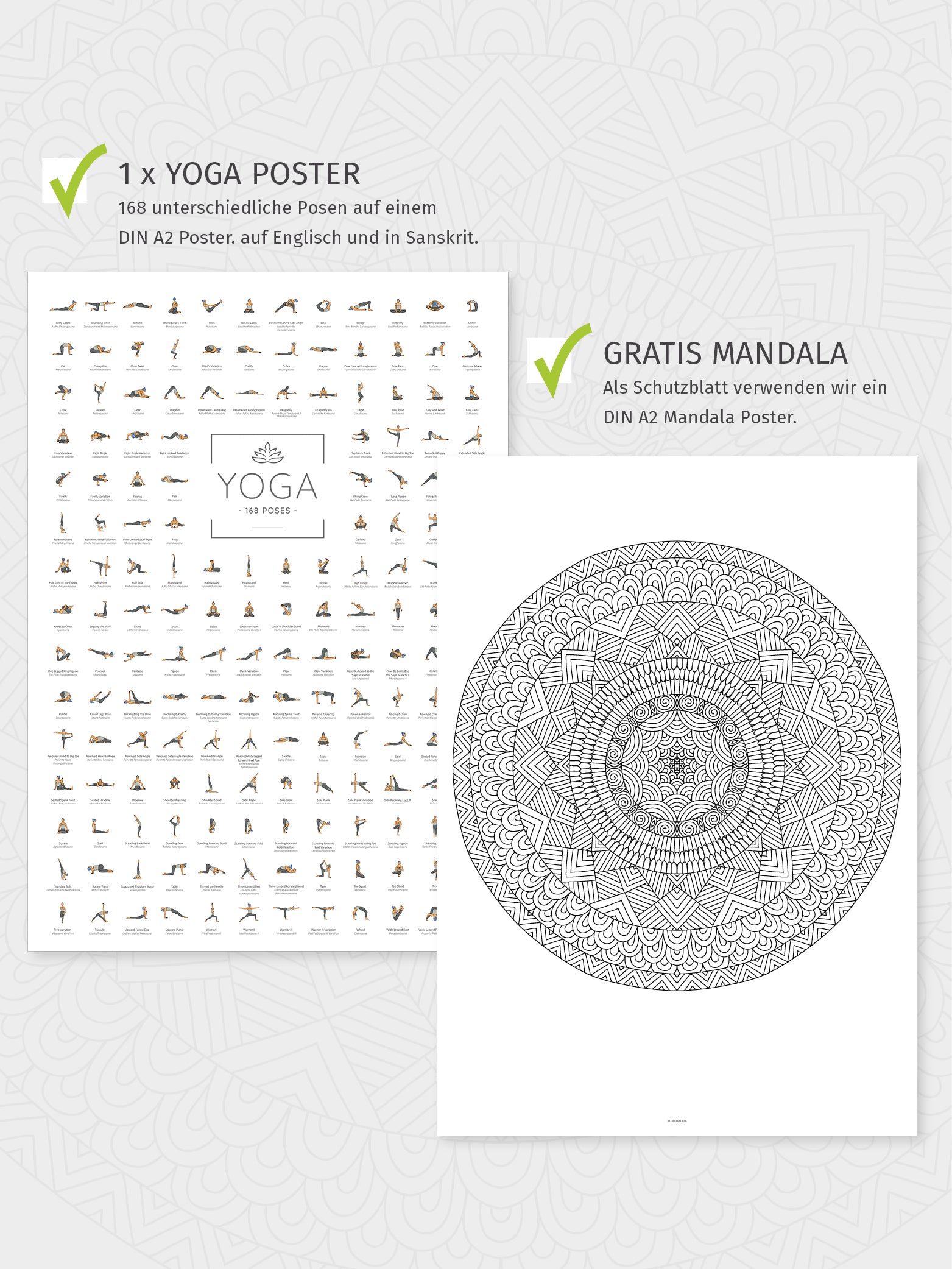 Yoga Poster 168 Posen - Englisch und Sanskrit